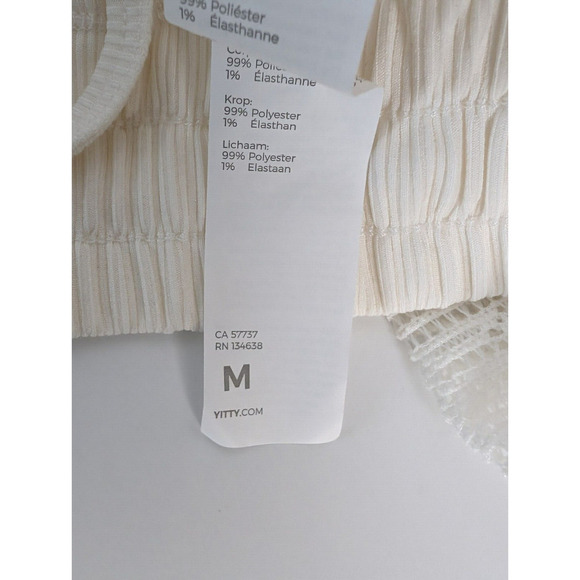 YITTY Ivory Knit Slip Semi Sheer Lace Crop Top and Ruched Back Legging Set M - Picture 14 of 16